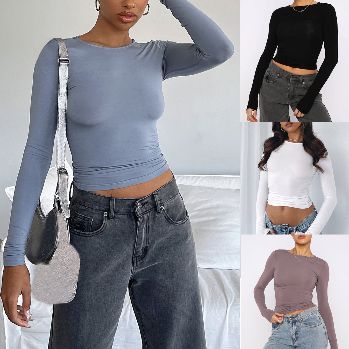 Women's Clothing Fashion Slim Long-sleeved Pullovers Tops