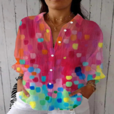Floral Print Long-sleeved Shirt Women's Casual Button