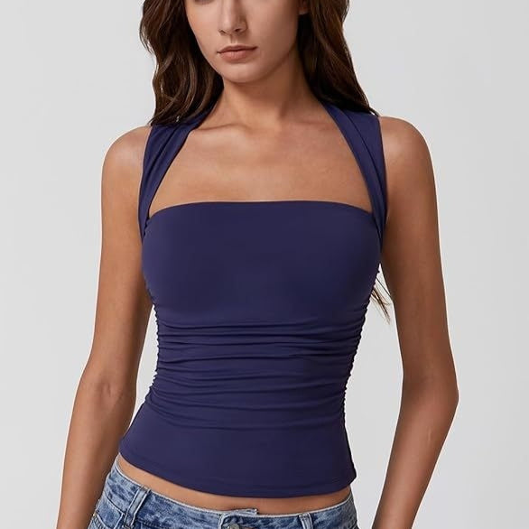 Summer Square-neck Tank Vest Ins Fashion Slim Solid Sleeveless