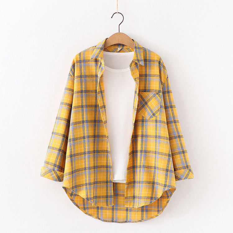 New Brand Plaid Shirt Women Loose Plus Size Blouse Female