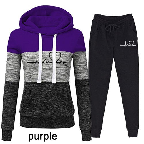 Casual Trackskuit Women Two Piece Set Suit Female Hoodies