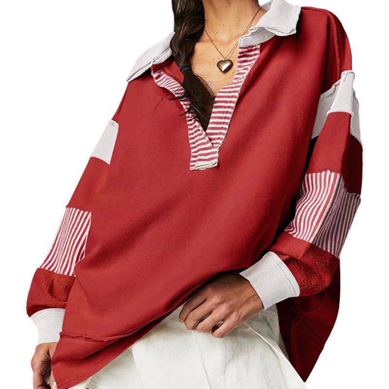 Loose V-neck Casual Long Sleeve Pullover Sweater