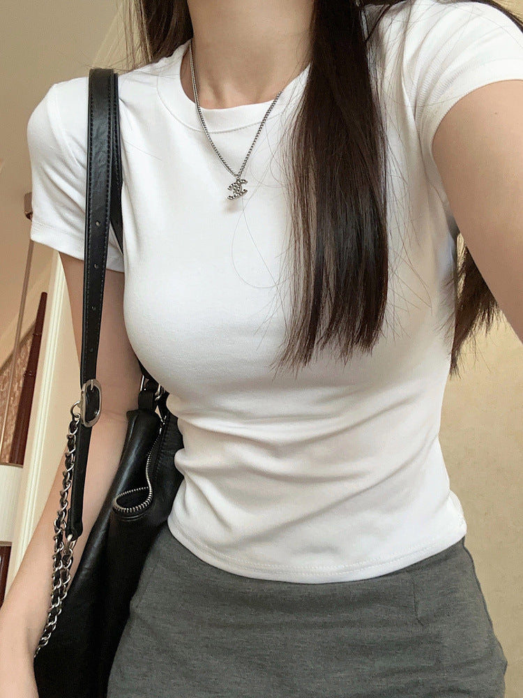 Short-sleeved Bottoming Shirt Inner Wear T-shirt Women's Short Tight Top