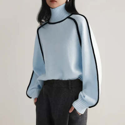 Autumn And Winter Half Turtleneck Three-dimensional Sweater