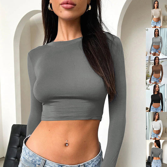 Slim Long Sleeve T-shirt Y2K Fashion Bottoming Top