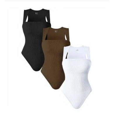 Thread Square Neck Jumpsuit Sleeveless Slim Fit