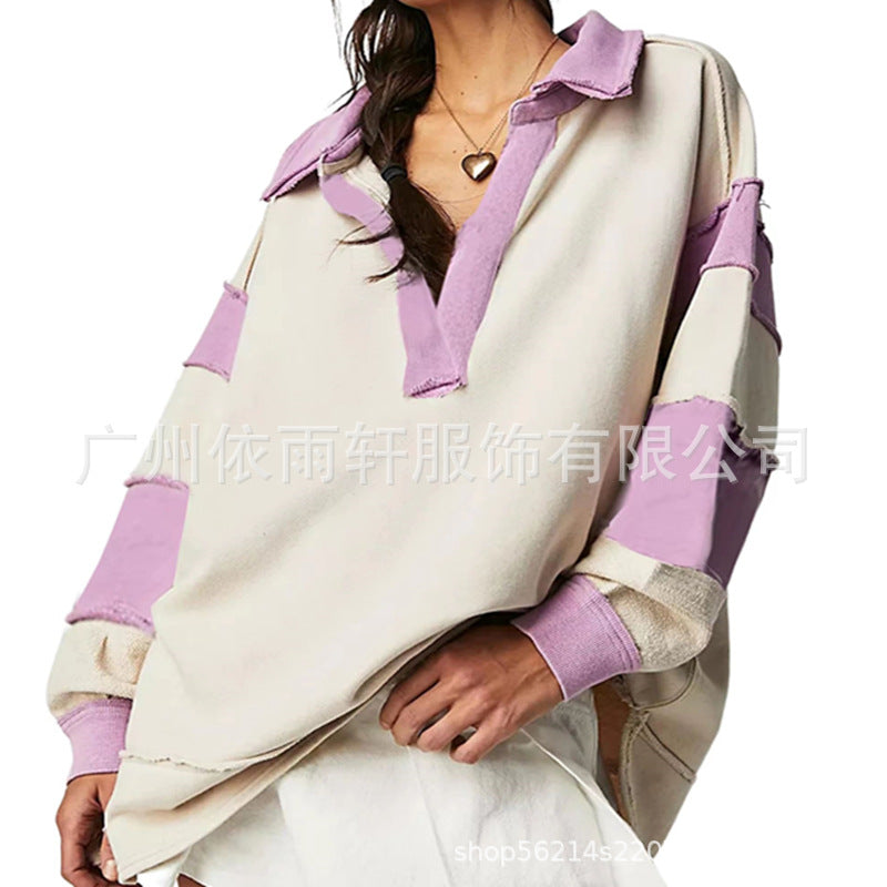 Loose V-neck Casual Long Sleeve Pullover Sweater