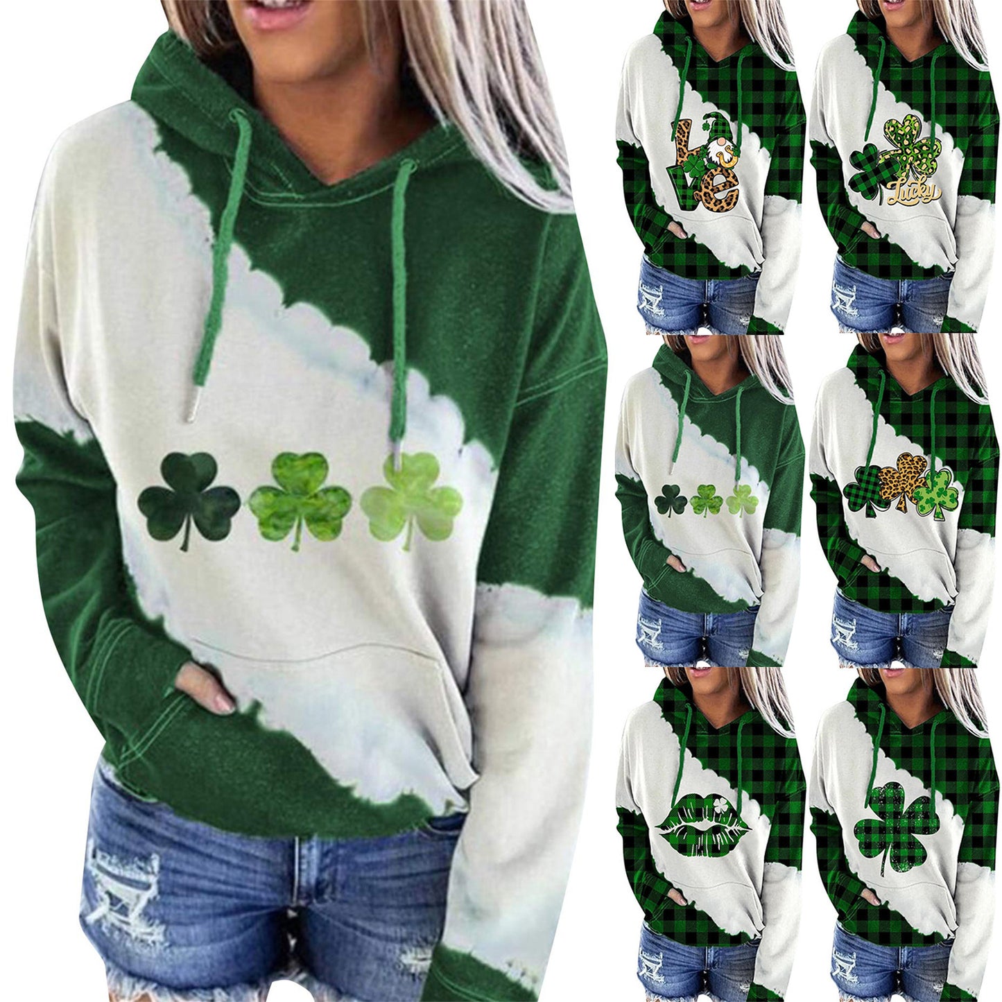 Women Sweatshirts Lucky Grass Print Streetwear