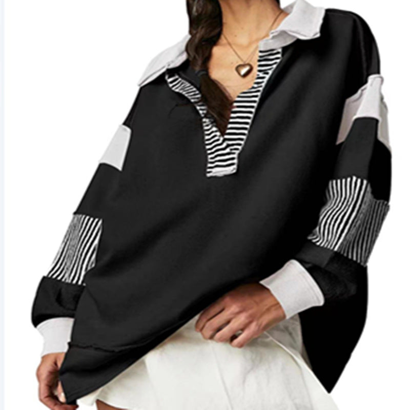 Loose V-neck Casual Long Sleeve Pullover Sweater