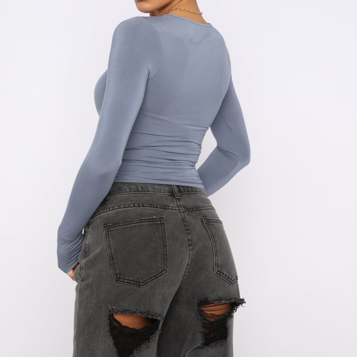 Women's Clothing Fashion Slim Long-sleeved Pullovers Tops