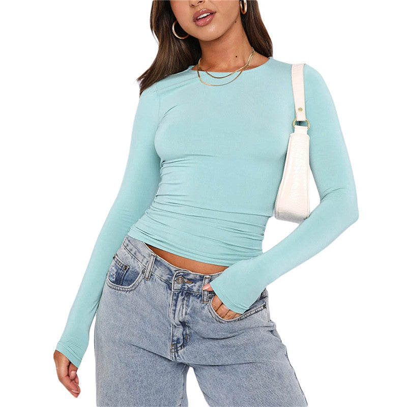 Women's Clothing Fashion Slim Long-sleeved Pullovers Tops
