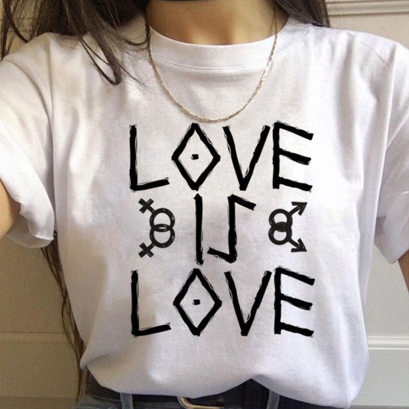 Women T Shirts Gay Pride Rainbow Gay Short Sleeve Ladies T-shirt Girlfriends