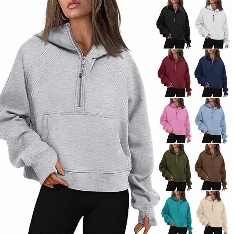 Zipper Hoodies Sweatshirts With Pocket Loose Sport
