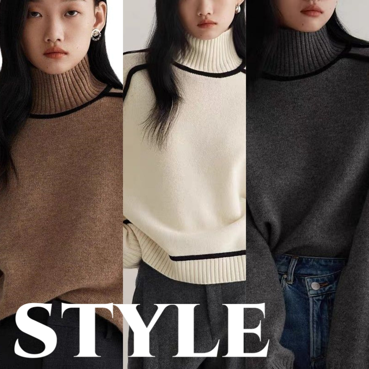Autumn And Winter Half Turtleneck Three-dimensional Sweater