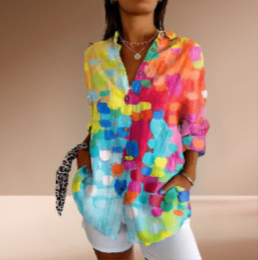 Floral Print Long-sleeved Shirt Women's Casual Button