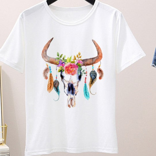 Women Short Sleeved T Shirt Colorful