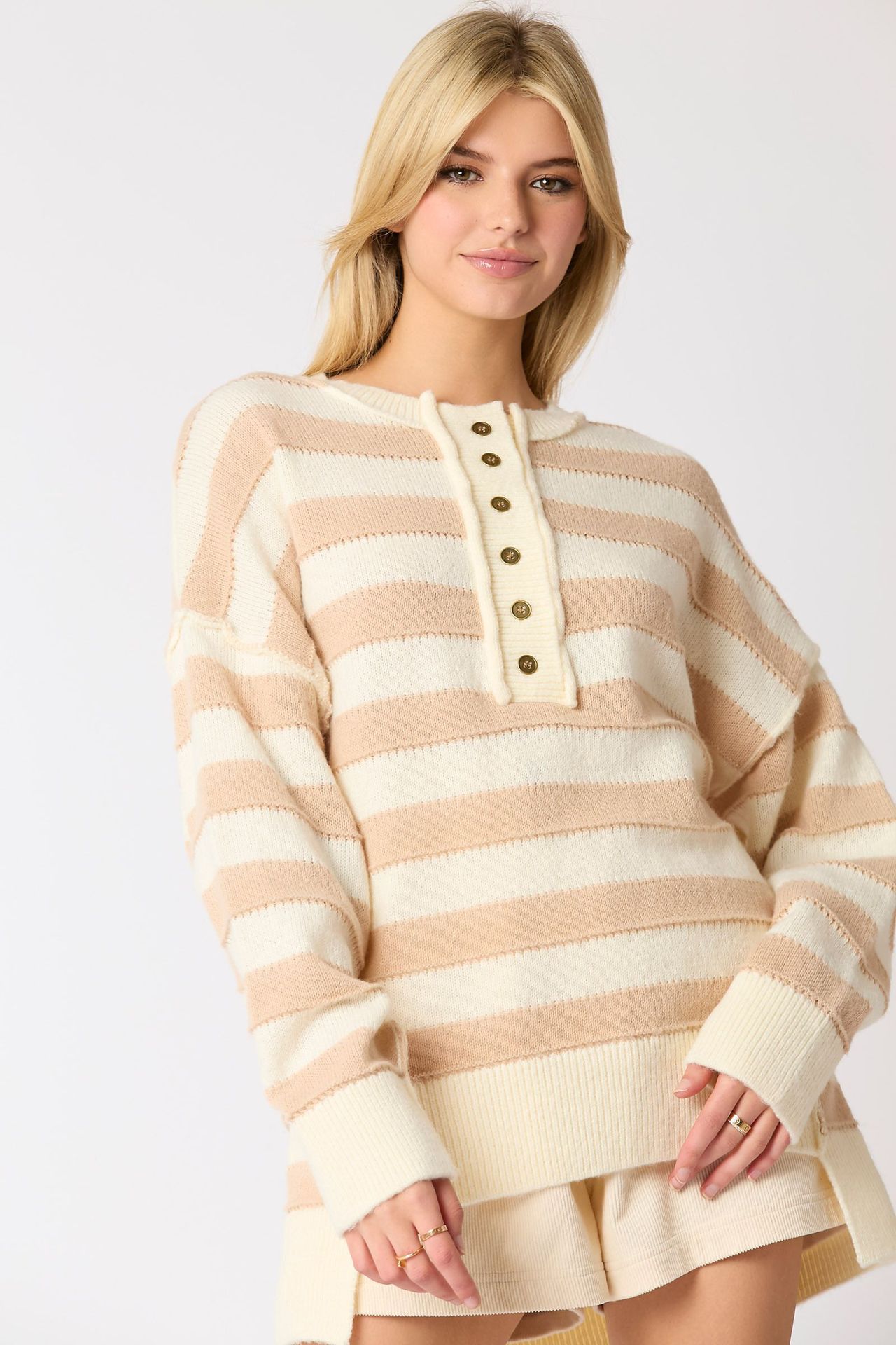 Loose Multicolor Knitted Sweater Long Sleeve Top
