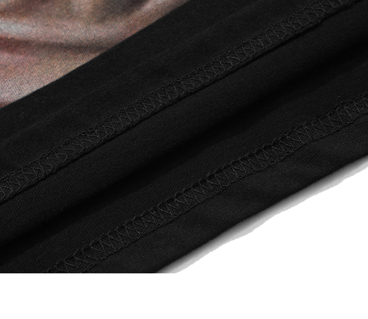 European And American High Street Retro Portrait Print Long-sleeved T-shirt