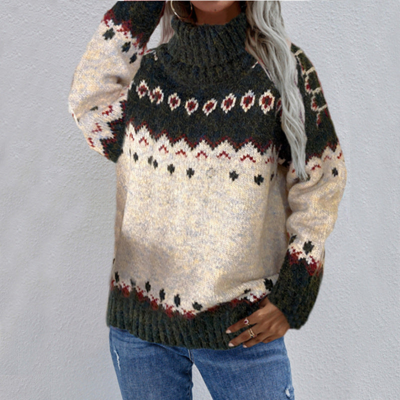 Turtleneck Knitted Sweater Christmas Loose Long Sleeve