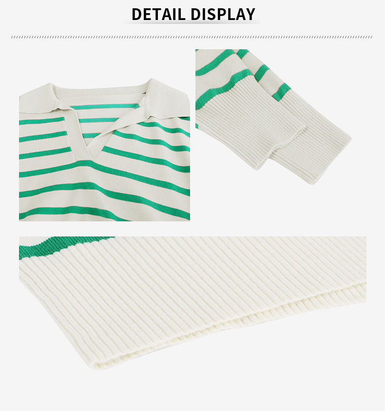 Women Striped Long Sleeve Pullover Sweater Casual Loose