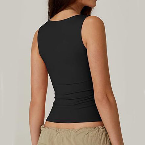 Summer Square-neck Tank Vest Ins Fashion Slim Solid Sleeveless
