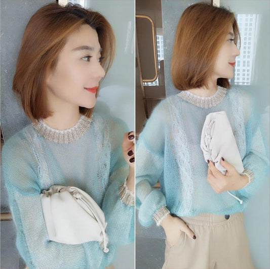 Thin Net Yarn Bottoming Hollow Knit Sweater Women New Style