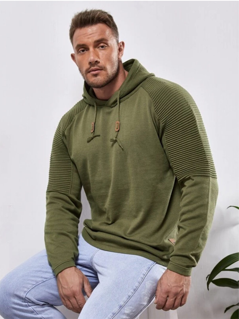 Wholesale Slim fit Men Pullover Hoodie Solid Color Casual Male Long Sleeve Hoodie