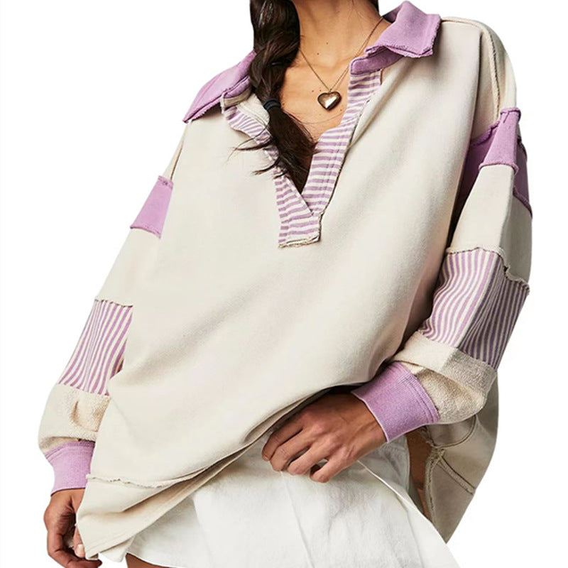 Loose V-neck Casual Long Sleeve Pullover Sweater