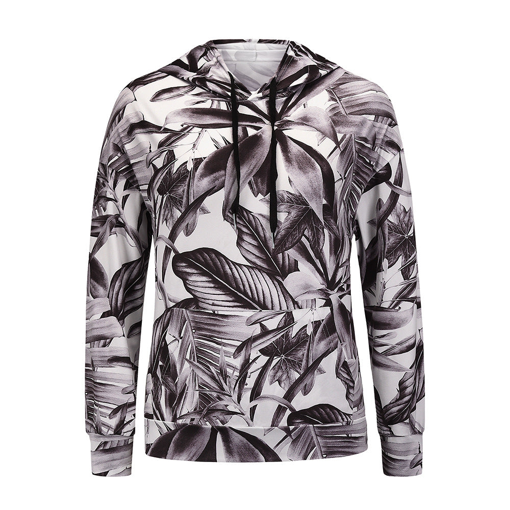 Ladies Hooded Long-sleeved Floral T-shirt