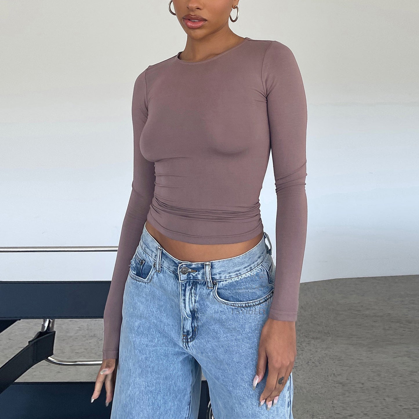 Women's Clothing Fashion Slim Long-sleeved Pullovers Tops