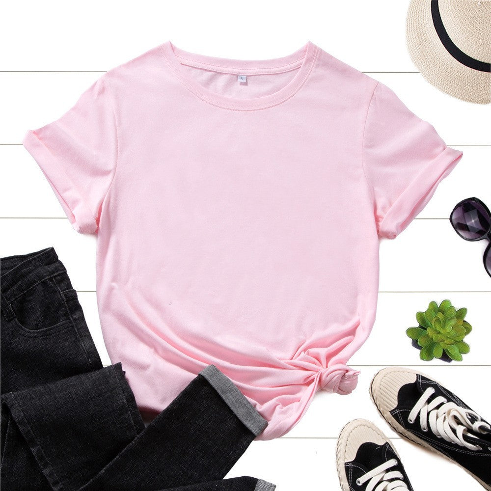 Cotton Short Sleeve T-shirt Women's Summer Blank Short Sleeve Hair Pattern