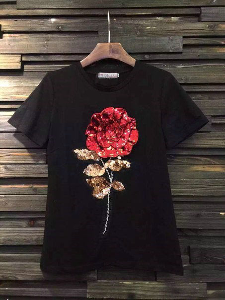 Rose Short Sleeve Fashion T Shirt