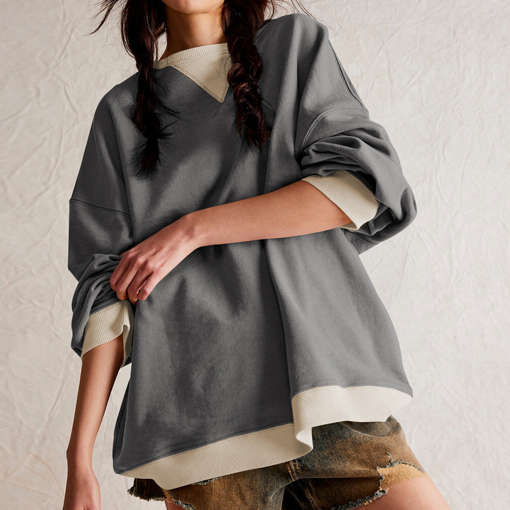 Fashion Color-matching Pullover Sweatshirt Street Casual