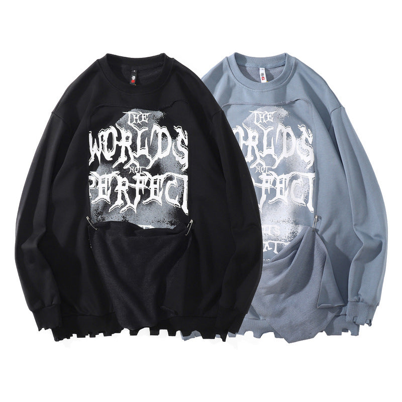 High Street Hip Hop Loose Letter Print Sweatshirt