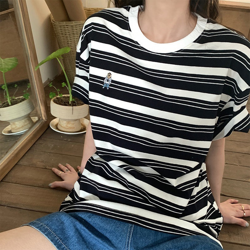 Women's Vintage Stripe Short-sleeved T-shirt