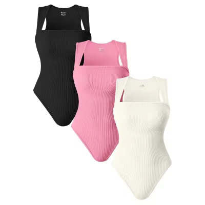 Thread Square Neck Jumpsuit Sleeveless Slim Fit
