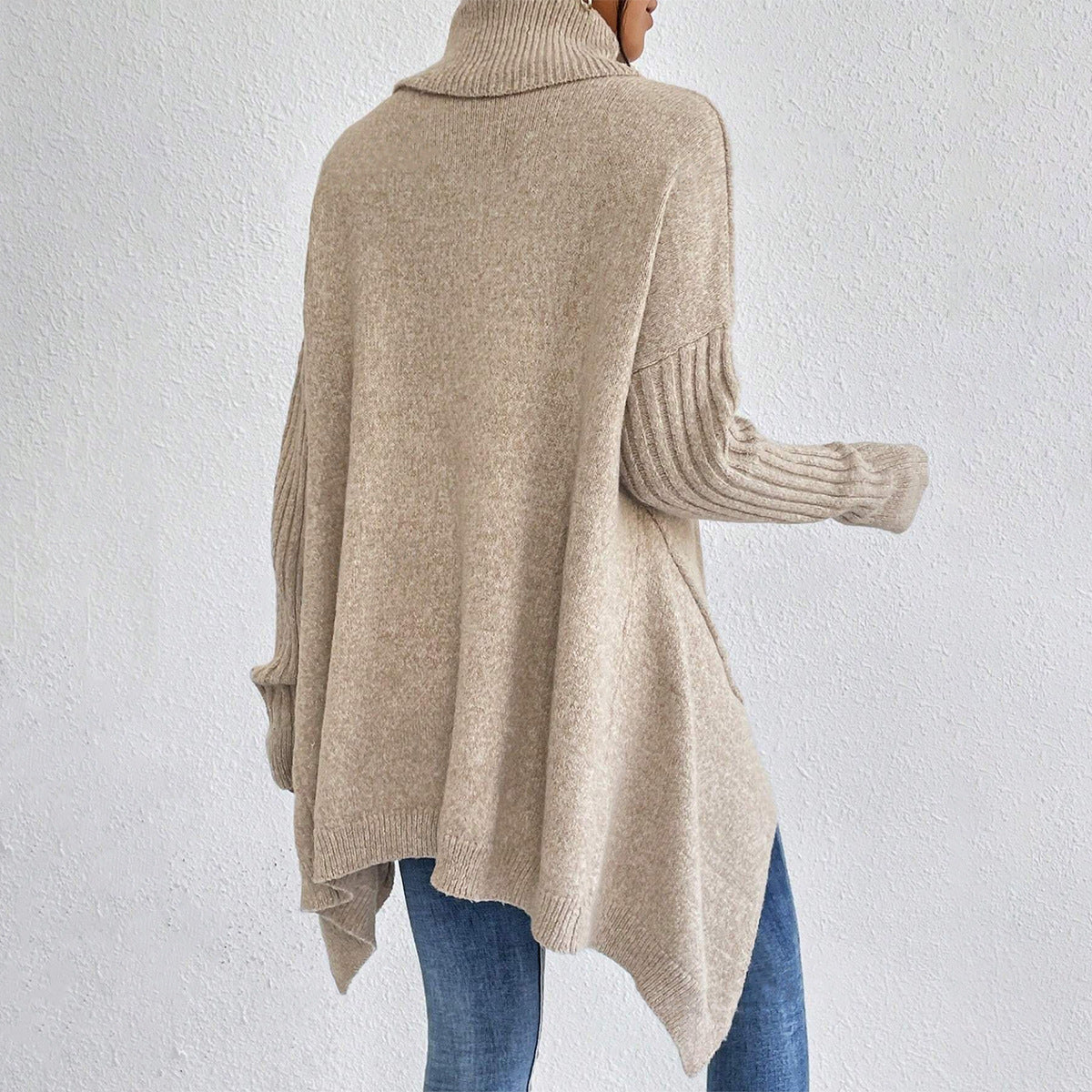 Irregular Turtleneck Sweater Winter Loose Long Sleeve