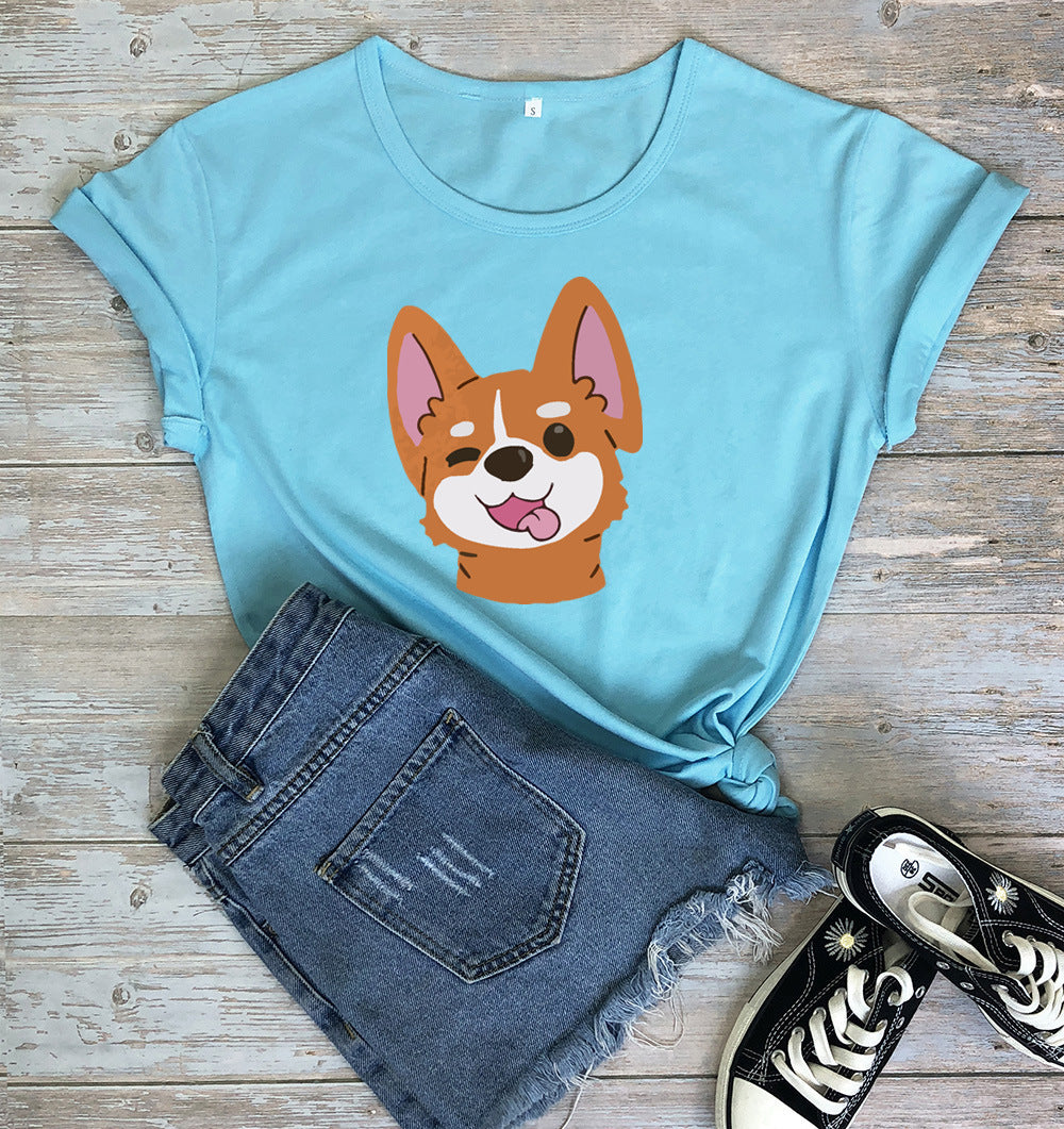 Animal Dog Print Short-sleeved T-shirt