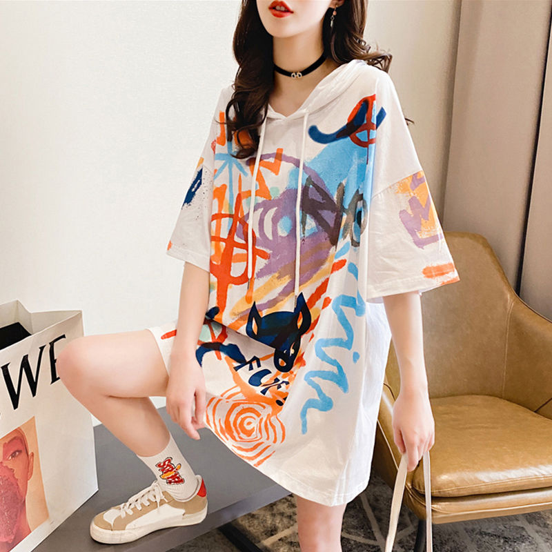 O Neck Plus Size Hoodie T Shirt Woman Summer Short Sleeve Shirt Woman T-shirt Fashion Loose Korean Style Women Shirts