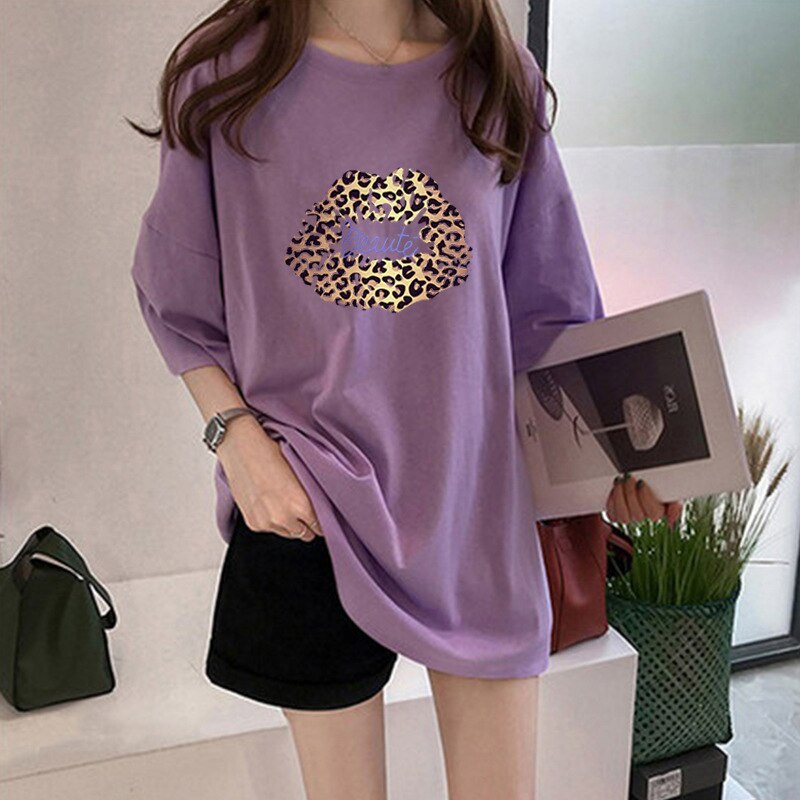 Korean Style Female T-shirt Pure Color M-XL Oversized Women Tops Harajuku Simple Basic Tee Shirt Feminina White Casual O-neck