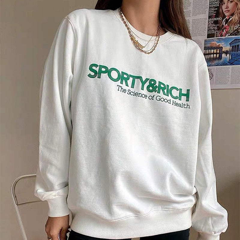 American Vintage Sporty Rich Letters Print White Cool Pullover