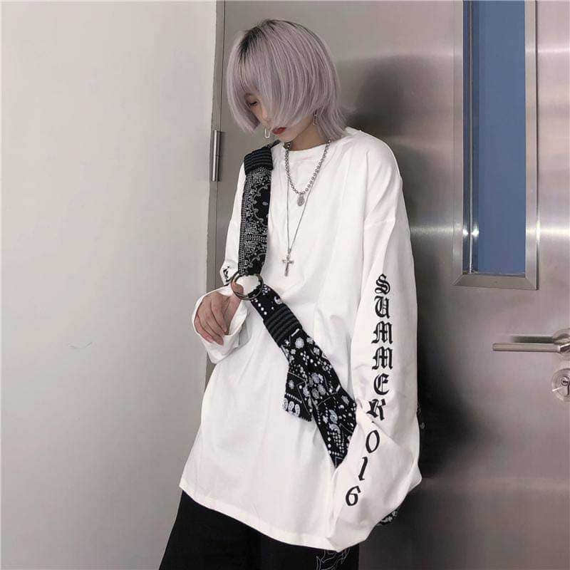 Gothic Cartoon Horror Graphic T-shirt Women Character Print Loose