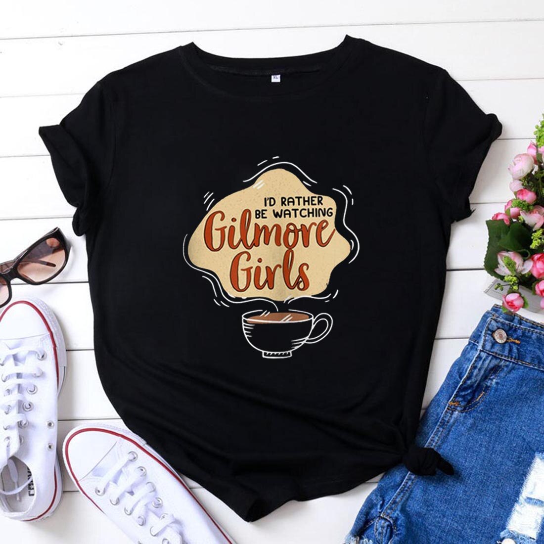 Girls Graphic T Shirts Women T-shirt Loose Camiseta Mujere