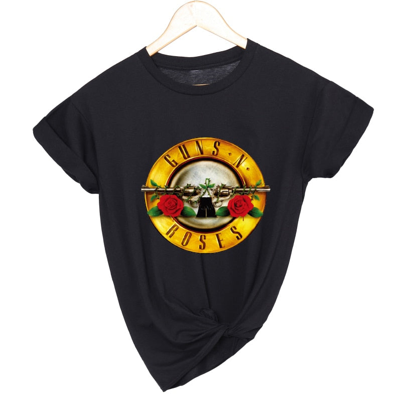 GUNS and Roses rock band T Shirt women print oversized streetwear t-shirt female punk summer tops women clothing dropshipping