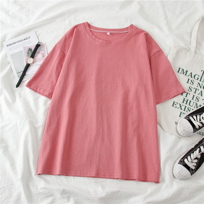 Summer T-shirt Women Candy Oversize Boyfriend Style Tops