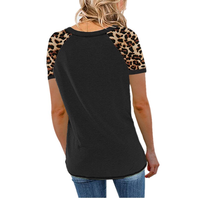 T-shirt Women Leopart O Neck Short Sleeve Tees Femme Tee