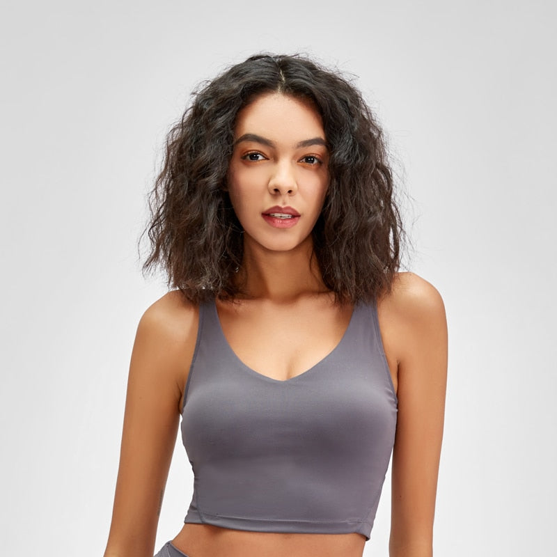 Women Crop Tank with Shelf Built In Bra Workout Top