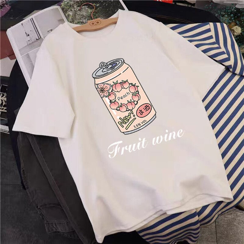 Grapefruit Print T Shirt Women Summer 90s