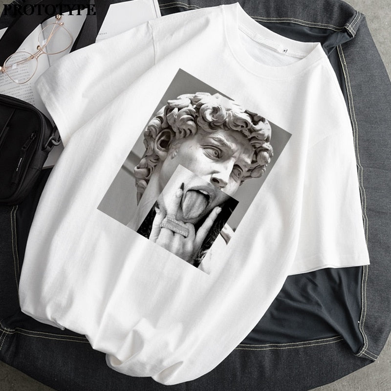 Women T-Shirt Monla Lisa Printed t-shirt Female Ulzzang Aesthetic T-Shirts with short sleeve Harajuku Tops Oversized t-shir