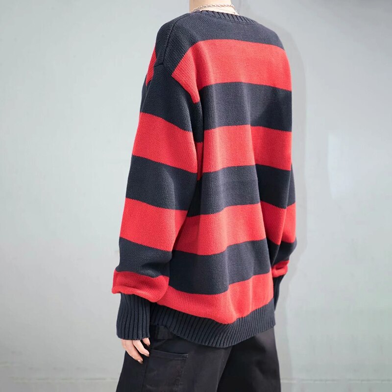 Girls Oversize Striped Sweatshirts Autumn Fashion Vintage Pullovers